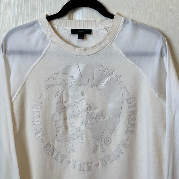 Diesel Only The Brave Women’s Sweatshirt with Raglan Sheer Long Sleeves Medium - Picture 2 of 11
